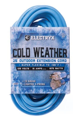 Electryx Cold Weather Outdoor Extension Cord 25 FT Blue