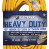 Electryx Heavy Duty Indoor/Outdoor Extension Cord 100 FT Yellow