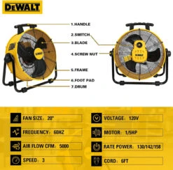 DeWalt 20in Drum Fan -Imperial Black Shop 2727040 3 06993.1673552823