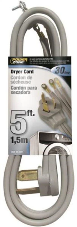 Powerzone 5 Ft Dryer Cord - Gray