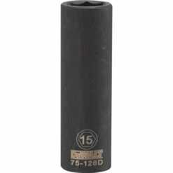 DeWALT Metric Deep Impact Socket, 6-Point, Black Oxide, 1/2-In. Drive, 15mm